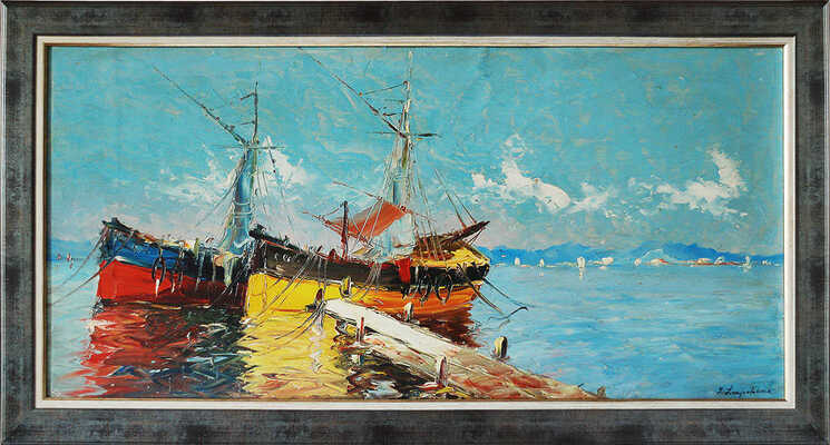 Лапшин Георгий Александрович. Лодки у причала. Сен-Тропе 